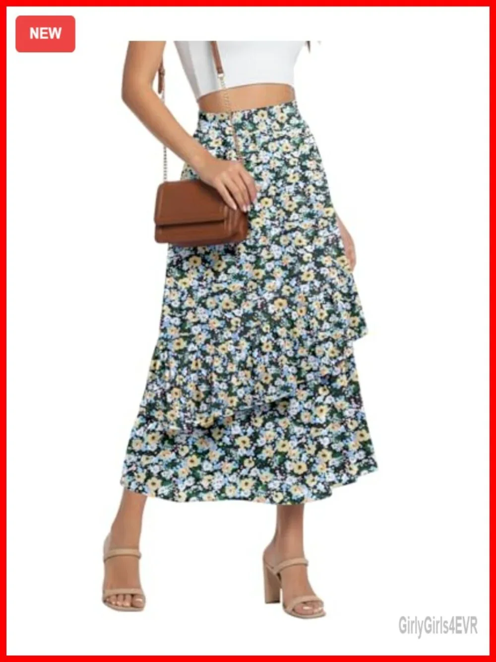 Womens Maxi Skirt with Pockets High Waisted Elastic Waist A-Line Long Summer
